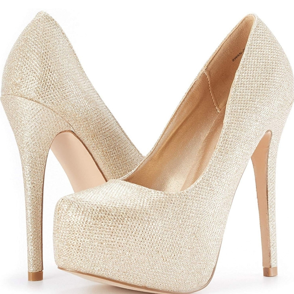 Gold Platform Dress Pumps